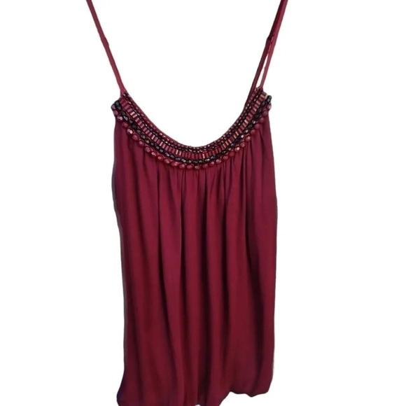 NWT- Burgundy Knit Spaghetti Strap Summer Blouse. Medium - Picture 5 of 12